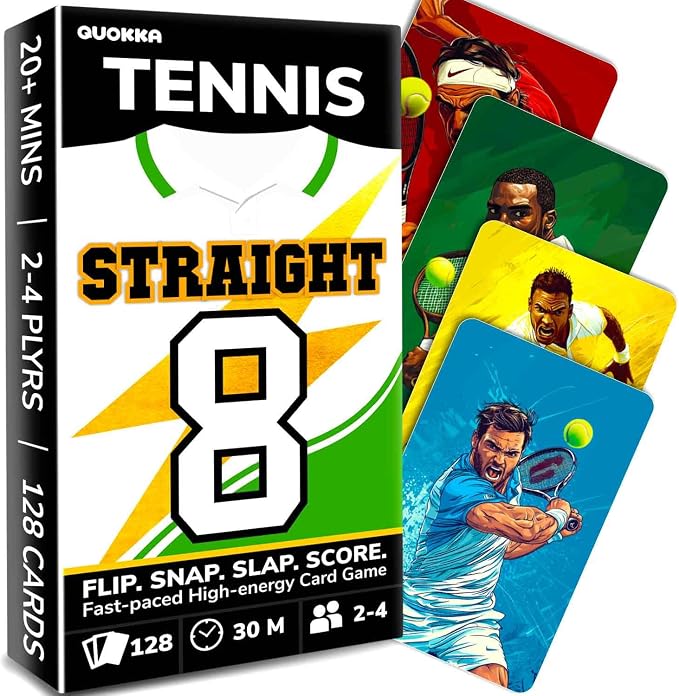 Quokka Tennis Fast-Paced Card Game for Kids & Adults – 128 Cards & Easy Rules – Quick & Fun Matching Game – 2-4 Players – Ages 8+ – Perfect for Family Games Night, Travel and Parties