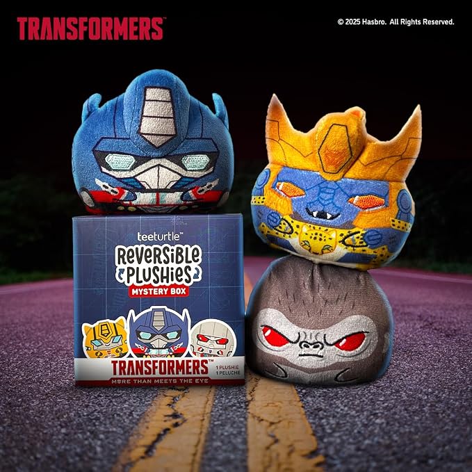 TeeTurtle Transformers Series Reversible Plushie Mystery Box - 3-Inch Mini Two-Sided Blind Box Plush with Embroidered Details – Cute Collectible Surprise Toy for Kids, Teens, and Adults