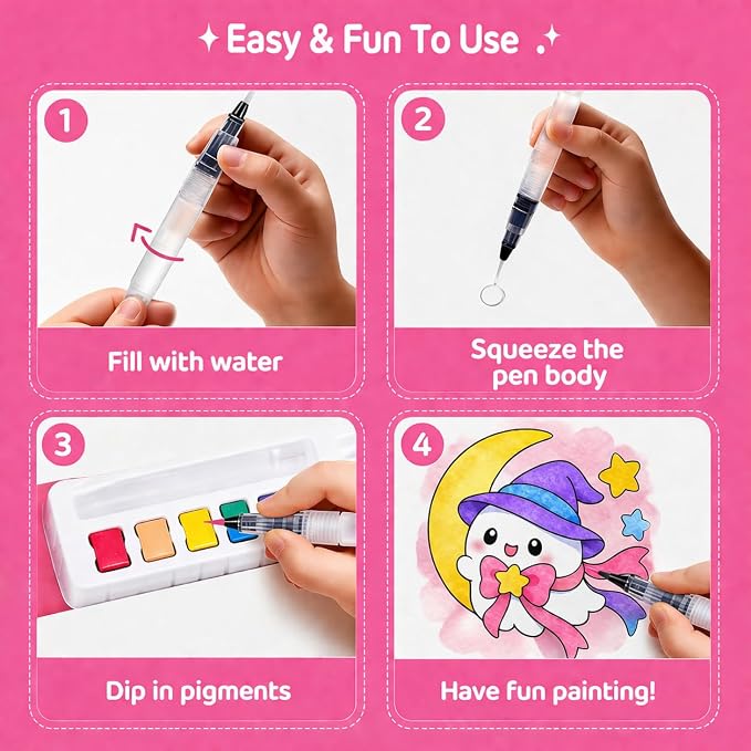 Magical World Water Coloring Book for Kids, Easy to Use Washable Craft Activity for Ages 3-9, Multicolor Designs for Creative Fun, Ideal Gift for Children