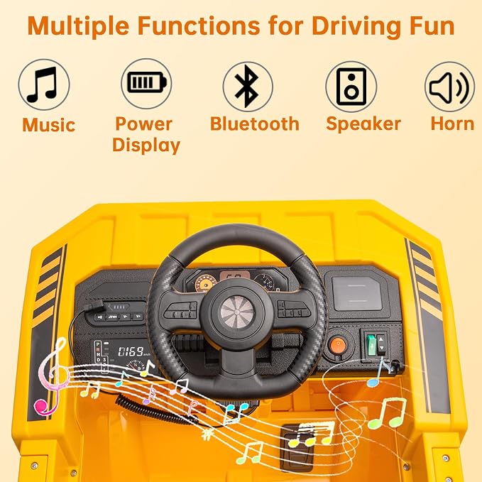 12V Ride On Dump Truck Kids Ride On Car for Kids, Battery Powered Electric Car with Remote Control, Electric Dump Bed, Wear-Resistant Tires, 4 Wheels Tractor Ride On Toys, Yellow