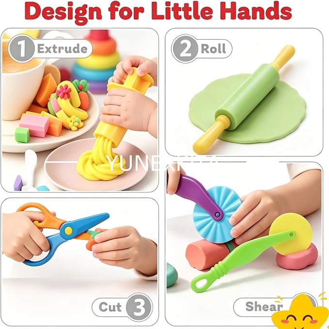 Dough Tool Set, 21 Pcs Dough Tools Sets for Kids Ages 4-8, Dough Accessories Includes Cutters Roller, Rolling Pins, Safety Scissors, Plastic Knife, Christmas Shapes Cutters