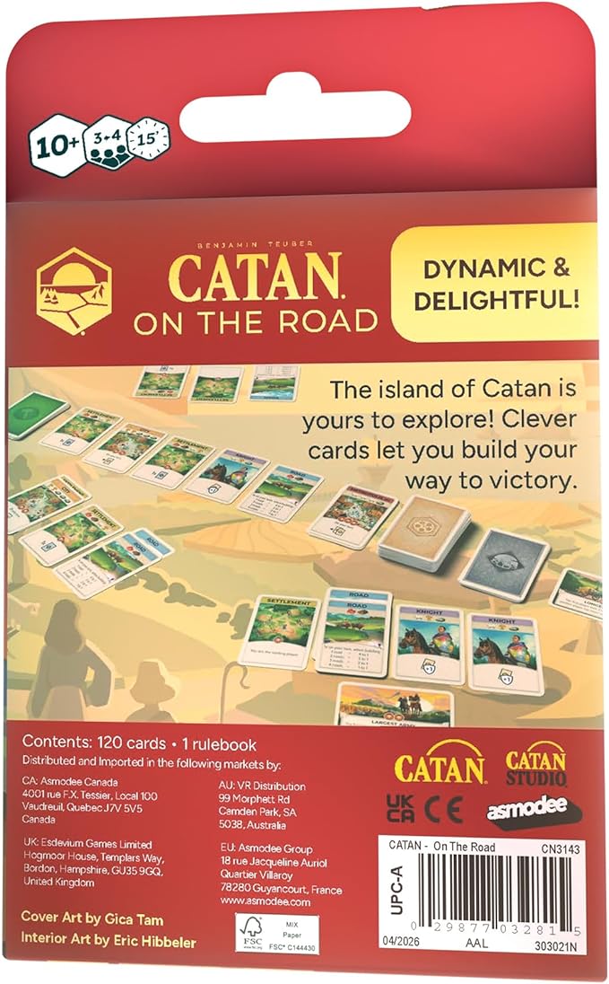 CATAN On The Road - Portable Card Game Edition of CATAN for Travel & Quick Play, Build Trade & Settle Anywhere, Family Fun for Kids & Adults, Ages 10+, 3-4 Players, 15 Minute Playtime