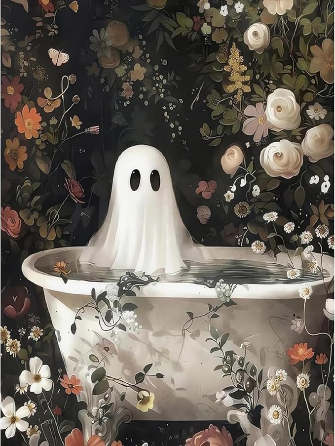 Paint by Numbers for Adults and Kids Beginner, Halloween Ghosts Bathing Painting by Number Kits On Canvas Number Artist Paint by Number Kit Oil Painting Acrylic Paints Home Wall Decor Gift 12X16 inch