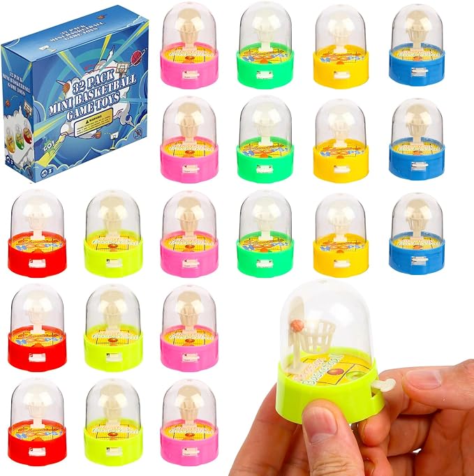 Zasnynua 32 Pack Mini Finger Basketball Toys, Fun Handheld Basketball Shooting Games Desktop Fidget Game, Party Favors Decorations Classroom Rewards Carnival Prizes for Kids