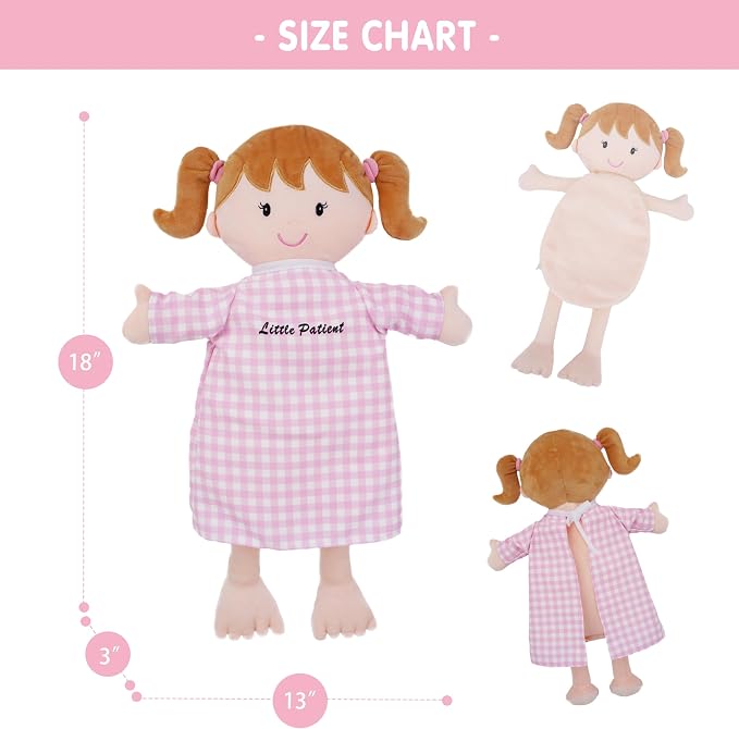 June Garden 18" Little Patient Emily Plush Anatomy Doll - Soft Educational Toy with Removable Human Organs - Learn Basic Anatomy for Toddlers and Kids