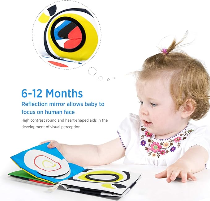 beiens High Contrast Black and White Baby Book - Touch and Feel Crinkle Sensory Toy - Visual Stimulation Interactive Montessori Toys for 0-12 Months Infant Newborn - Baby Gift for Boys Girls