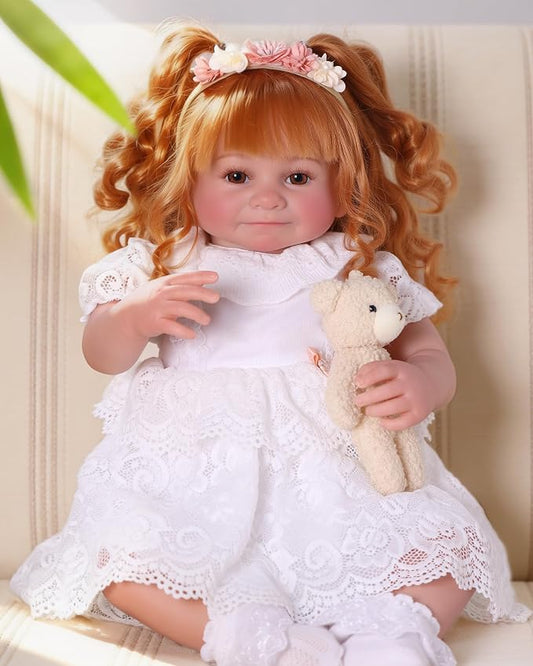 BABESIDE Lifelike Reborn Baby Dolls Dara - 20 Inch Realistic-Newborn Baby Doll Brown Hair Girl Handmade Real Life Baby Dolls with Clothes and Toy Accessories Gift for Kids Age 3+