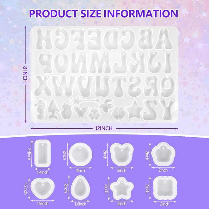 KISREL Epoxy Resin kit -18oz Clear Epoxy Resin with Silicone Alphabet Resin molds and Jewelry Making Kits, 2 Part Epoxy and Hardener for Casting Coating, Keychains, DIY Craft Decorations