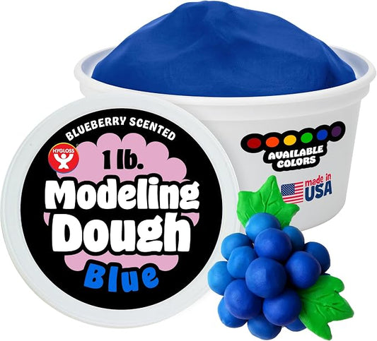 Hygloss Play Modeling Dough for Kids – Safe & Non-Toxic Sensory Dough for Arts and Crafts – 1 lb Tub – Play Clay for Toddler Activities, Preschool Classroom Must-Haves – Blue Color, Scented