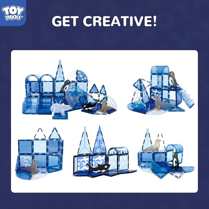 TOY Life Magnetic Tiles for Kids Ages 4-8, Magnetic Toys for Toddlers 3+, Magnet Tile Building Toy for Kids Ages 3-5, Magnet Building Tiles, Toddlers Preschool (56 pcs)