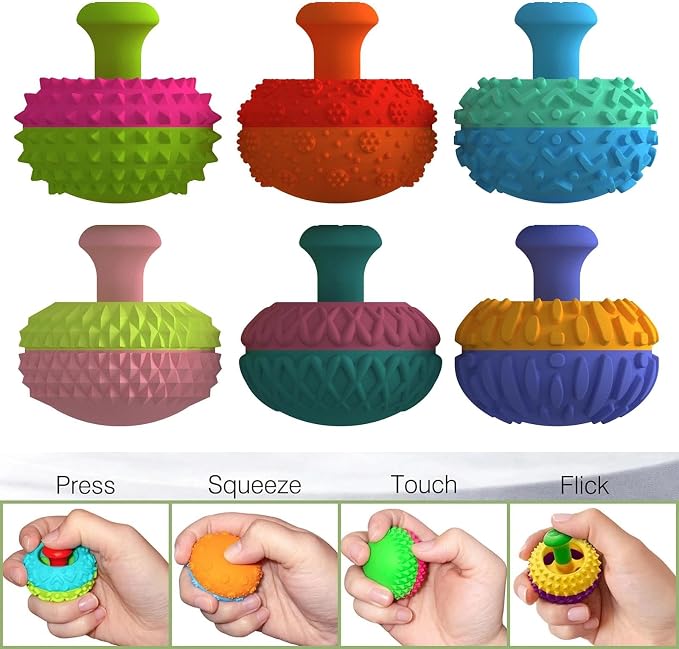 Silicone Thumb Rocker Fidget Toys for Kids Adults ,6PCS Stress Relief Sensory Toys for Autism ADHD Anxiety,Fun Textures Gadgets,Office Desk Toy,Stocking Stuffers for Women Men Teen Gifts
