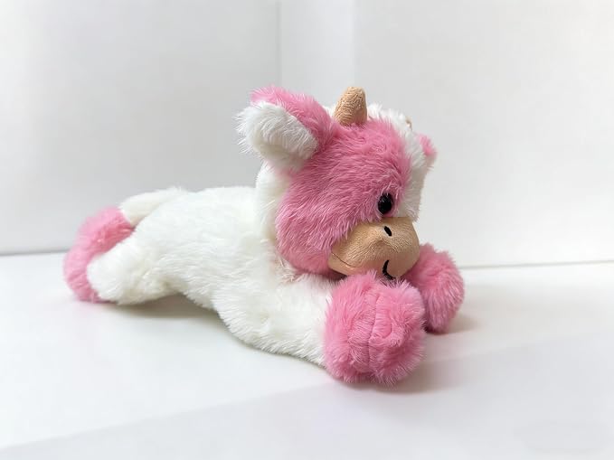 YUKOUQIAN Cute Cow Plush Stuffed Animal Doll Toy 10 inch for Girls Boys (pa Cow Pink)