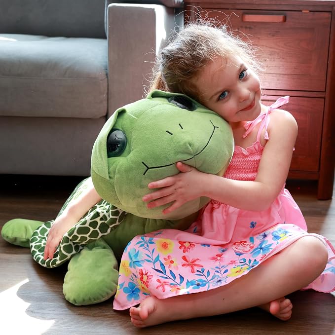 MorisMos Giant Sea Turtle Stuffed Animal Plush Pillow - 31.5" Big Stuffed Turtle Plush Pillow for Kid & Adult, Large Holiday Toy Gift for Marine Lovers, Cuddly Ocean Creature Decor,CE/CPC Certified
