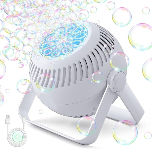 2026 Bubble Machine, 20000+ Bubbles Rechargeable Bubble Maker, Automatic Bubble Blower with Lights & 360° Adjustable Angle, Outdoor Bubble Toys Gifts for Kids, Birthday Parties, Backyard, Wedding