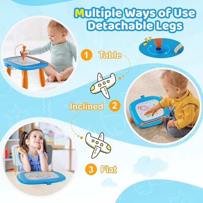 Kikidex Magnetic Drawing Board, Toddler Girl Toys for 1-3 Year Old, Doodle Board Pad Learning and Educational Toys for 1 2 3 Year Old Baby Kids Birthday Gift (Light Blue)