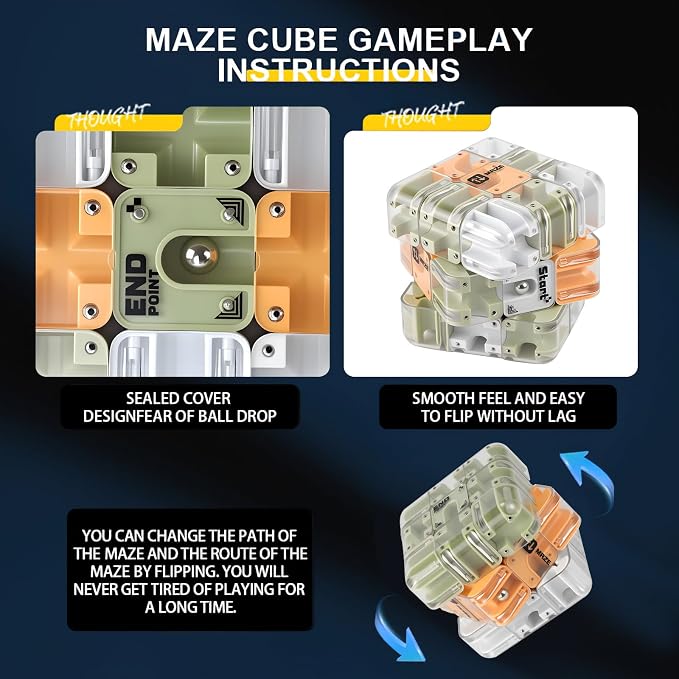 3D Cube Puzzles Fidget Toys - Brain Teaser Puzzles Toys Educational Learning Toys for Logical Thinking, Puzzle Maze Cube Easter Basket Stuffers Birthday Gifts (Green)