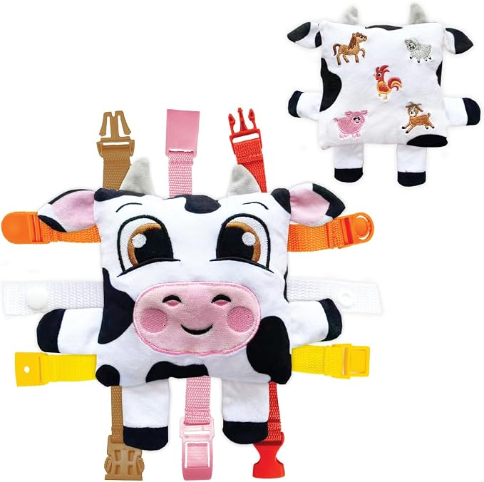 Buckle Toys Bessie Cow Learning Activity Toddler Toy | Plane Travel Essential, Develop Motor Skills, Problem Solving