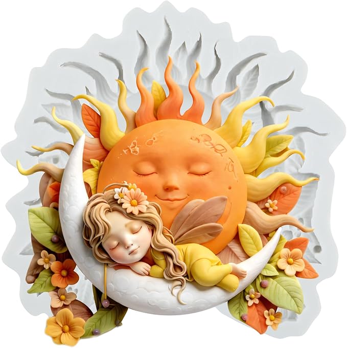 Flower Fairy Polymer Clay Mold Flower Fairy Angel Sun Moon Silicone Molds for DIY Craft Epoxy Resin Casting Polymer Clay Tools Crafts Air Dry Jewelry Making