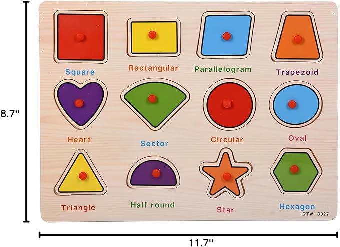 3-Pack | Alphabet, Numbers & Shapes Wooden Puzzles for Toddlers 3-5 Years Old – ABC, 1-20 & Shape Learning Toy with Puzzle Board & Blocks, Preschool Educational Toy for Boys & Girls