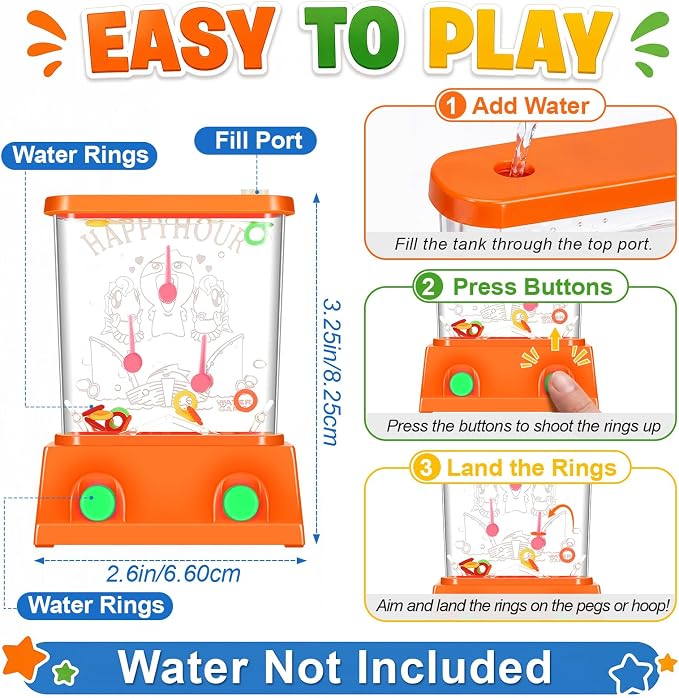Zhanmai 16Pcs Handheld Water Game Arcade Water Ring Toss Water Tables for Beach Toy Party Favor Fun Game Entertainment, Without Water (Assorted,Stylish)