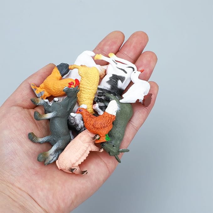 ONEST 14 Pieces Mini Farmer Figurines Hand Painted Farm Animals Figures Realistic Detailed Cow Sheep Poultry Farmer Farm Animal Figurine Model