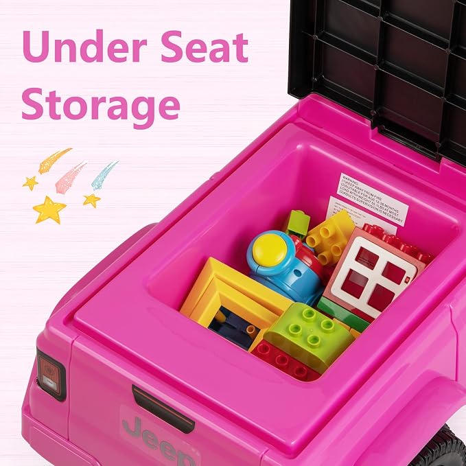 OLAKIDS Ride On Push Car, Licensed Jeep Foot-to-Floor Toddler Sliding Racer with Engine Sound, Horn, Under Seat Storage, Baby Walking Toy Gift for Boys Girls Kids Age 1.5-3 (Pink)