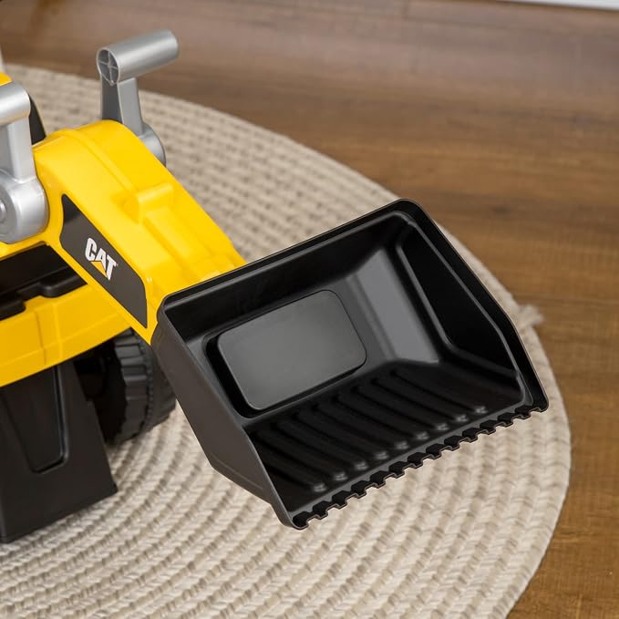 Aosom Caterpillar CAT Licensed Ride on Excavator for Kids, Digger Construction Vehicle with Manual Shovel, Horn, Hidden Storage, Foot to Floor No Power Car for Years 1.5-3