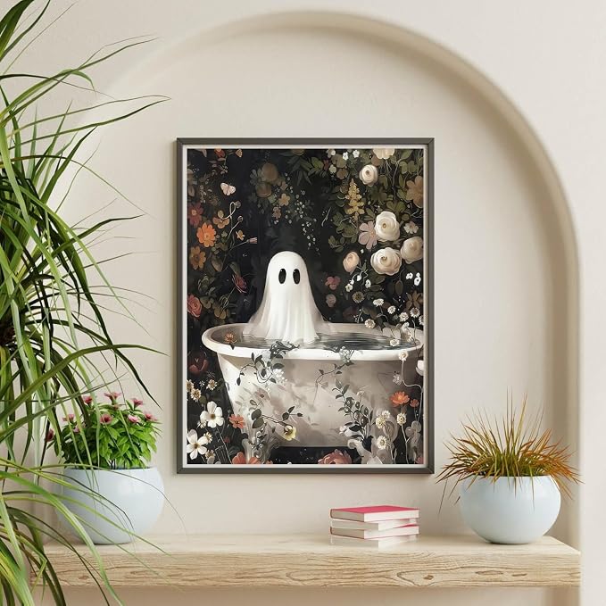 Paint by Numbers for Adults and Kids Beginner, Halloween Ghosts Bathing Painting by Number Kits On Canvas Number Artist Paint by Number Kit Oil Painting Acrylic Paints Home Wall Decor Gift 12X16 inch