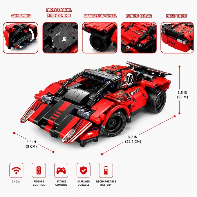 RC Car Building Toys for Boys Age 8-12 Fun STEM Activities for Kids and Cool Birthday for 7, 8, 9, 10+ Years Old Boys Remote Control Car Building Kit 2-in-1 RC Cars Kit to Build