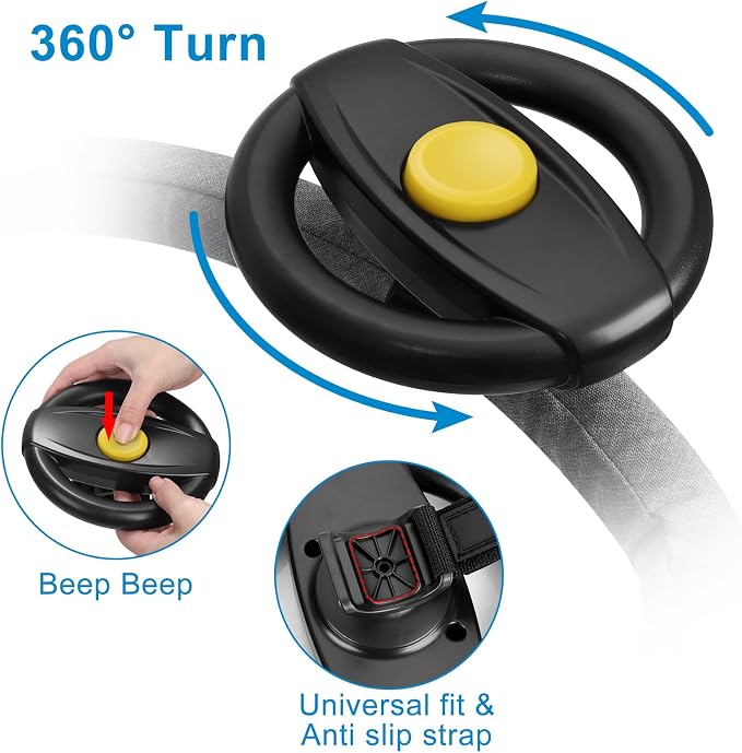 Accmor Stroller Steering Wheel Toy, Simulated Steering Wheel for Stroller Shopping Carts Cart Universal Detachable Pretend Driving Funny Toy Attachment