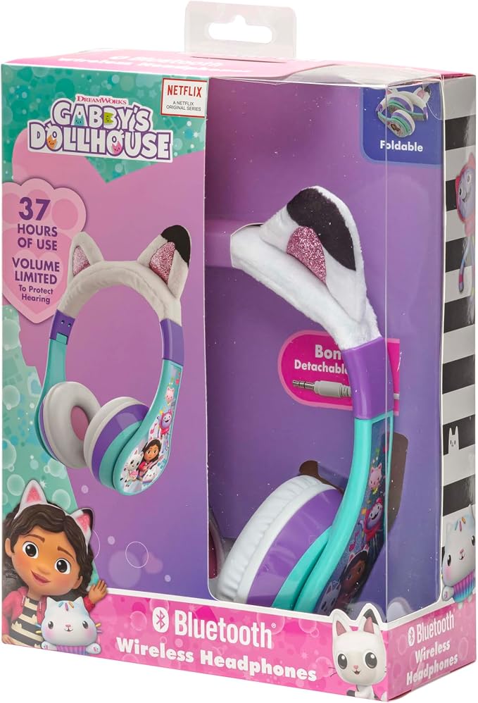 Gabbys Dollhouse Bluetooth Headphones for Kids, Wireless Headphones for School, Home, or Travel (Gabby)