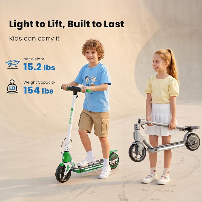 isinwheel S4 Electric Scooter for Kids Ages 6-14, 200W Foldable Kids Electric Scooter with 3 Speeds (5/8/12 Mph), LED Display, Colorful Lights, Gift for Kid
