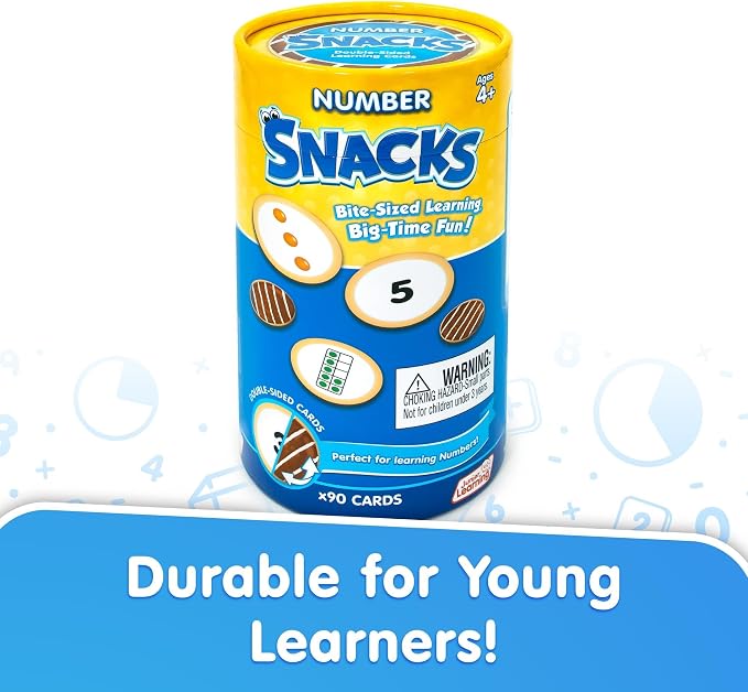 Junior Learning: Number Snacks - Early Math Counting Recognition Game, Multiple Number Formats, Visual Play, Cookie Theme Double-Sided Cards, Kids 4+