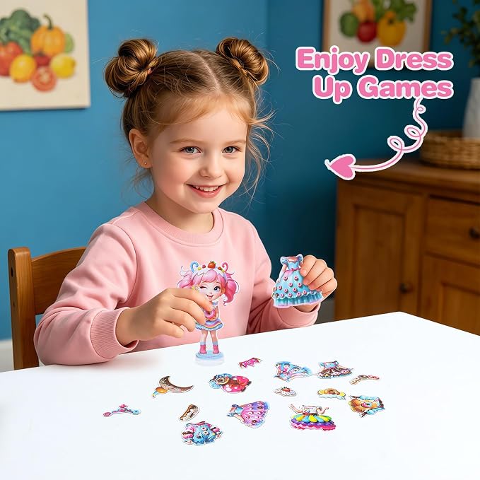 PainZieteg Magnetic Dress Up Dolls,Paper Dolls for Girls, Kids DIY Princess Magnetic Dress-Up Doll for Girl Birthday (Dount Elf)