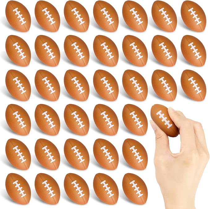 Hooqict Mini Football Stress Ball 25 Pack Foam Sports Stress Balls Mini Footballs for Kids Squeeze Football Toys Football Party Decorations Party Gift Bag Fillers