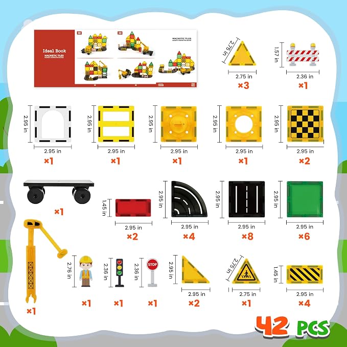 cossy Magnetic Tiles, Magnet Tiles, Magnetic Tiles for Kids Ages 4-8, STEM Toys, Magnet Blocks for Boys and Girls, Creative Building Toys, Engineering and Building Set