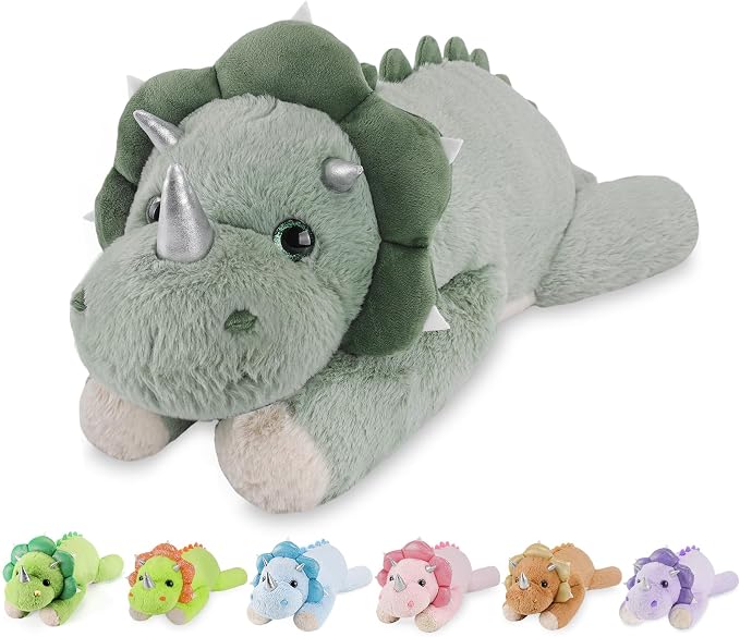 gnomantic Triceratops Weighted Stuffed Animals - 22 Inch 4.5 Pounds Weighted Plushies Dinosaur Stuffed Animals - Big Dino Plush - Cute Plush Toy Gifts for Kids & Adults (Sage Green)