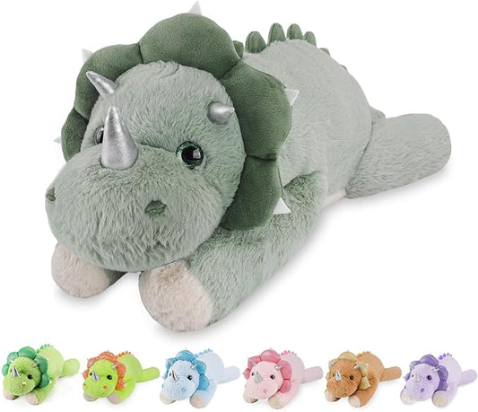 gnomantic Triceratops Weighted Stuffed Animals - 22 Inch 4.5 Pounds Weighted Plushies Dinosaur Stuffed Animals - Big Dino Plush - Cute Plush Toy Gifts for Kids & Adults (Sage Green)
