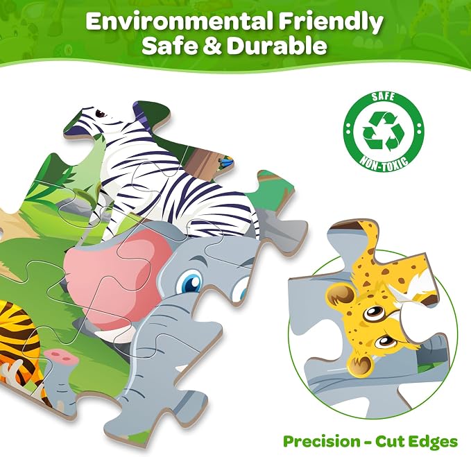 Jumbo Floor Puzzle for Kids, 48 Pieces Large Animal Jigsaw Puzzles for Kids 3 4 5, Toddler Learning Preschool Educational Toys for 4-8, Birthday for Boys Girls