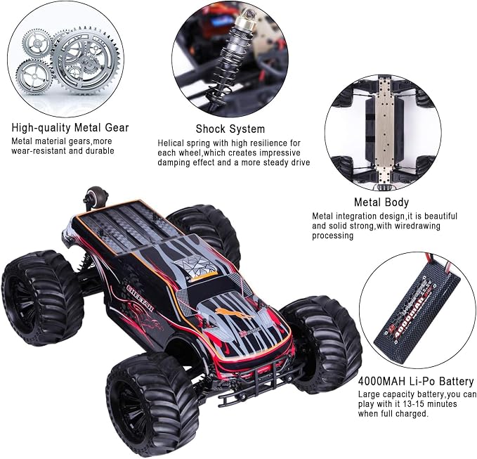 JLBRACINGRC 1/10 Brushless RC Car for Adults,Fast 50+ mph High Speed RTR RC Truck, 4WD Offroad Monster Truck, 2.4GHZ Radio Controlled Electric Remote Control Car, IPX7 Waterproof Racing Vehicle