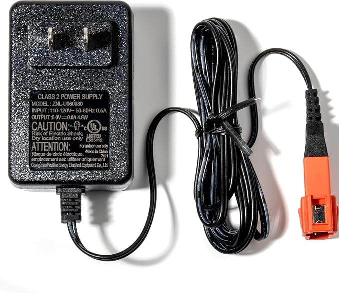 2pin 6v Charger for Kids Ride on car with Wiring Harnesses Parts Replacement 6 Volt Battery Charger for Ride on Toys Battery connectors Kids car Red Square Power Supply Plug Adapter