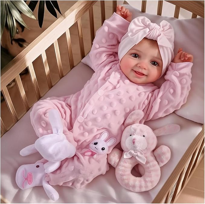 BABESIDE Reborn Baby Dolls Sunny - 17 Inch Cute Realistic Baby Doll with Soft Cloth Body, Poseable Real Life Baby Dolls with Bottle and Accessories for 3+ Years Old Girl Gifts, Pretend Play