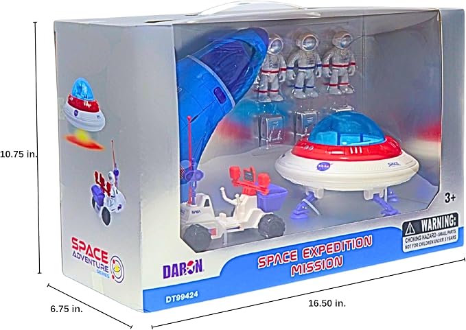 Space Adventure Space Shuttle Playset – Licensed Light & Sound Shuttle with Hovercraft, Space Buggy & Astronaut Figures, Plastic Space Toy & Collectible for Kids Ages 3+
