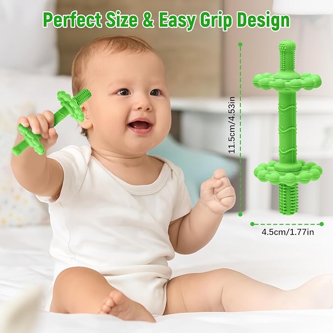 4 Pack Teething Toys for Babies 0-3 3-6 Months – Anti-Choking Design,Teething Relief for Infant Straws Sticks 6-24 Months, Baby Toddlers Silicone teether Tubes