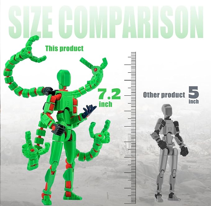 T13 Already Assembled Action Figure Accessories, T13 Multi-Jointed Movable,for Collectors Desktop Decorations t-13 Movability 3D Printed Toys (Green, 7.2inch)