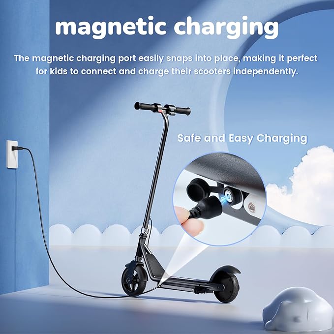 iScooter IK3 Serious Electric Scooter for Kids Aged 6-12, 3/6/10MPH Speed, Dual Brake System, 3 Heights (IK3Pro), Magnetic Charging, Colorful Lights, LED Display, 150W Motor Kids Scooter