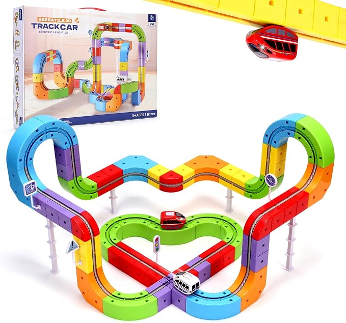 2026 New Infinity Racer 3D Train, 3D Stem Electric Train Set for Kids, DIY Assembled Track Vehicle, Create Lab Gravity Tracks, Educational Gift (Advanced Edition)