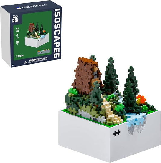 Plus Plus Isoscapes, Interlocking Mini Building Blocks, 3D Puzzle Stem Toy for Kids, Office and Home Decor - Cabin