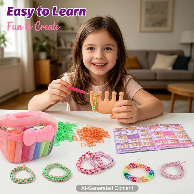 IQBOX Bracelet Making Kit Crafts for Girls 8-12 Birthday Gifts, 1000+ New Bands
