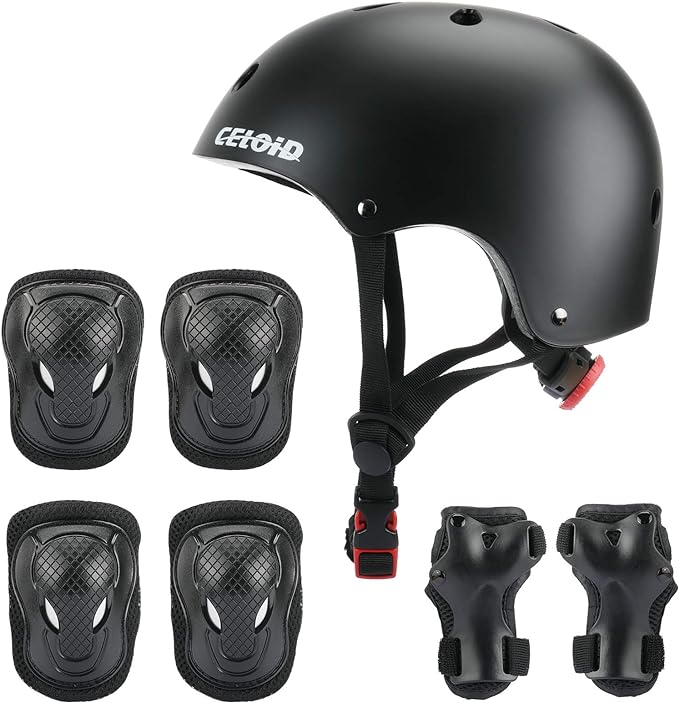 Kids Bike Skateboard Helmet Pad Set,Toddler Cyling Protective Gear Knee & Elbow Pads Wrist Guards for 5-8-10-12-14-16 Years Girls Boys Bicycle Scooter Roller Skate Inline Skating Rollerblading